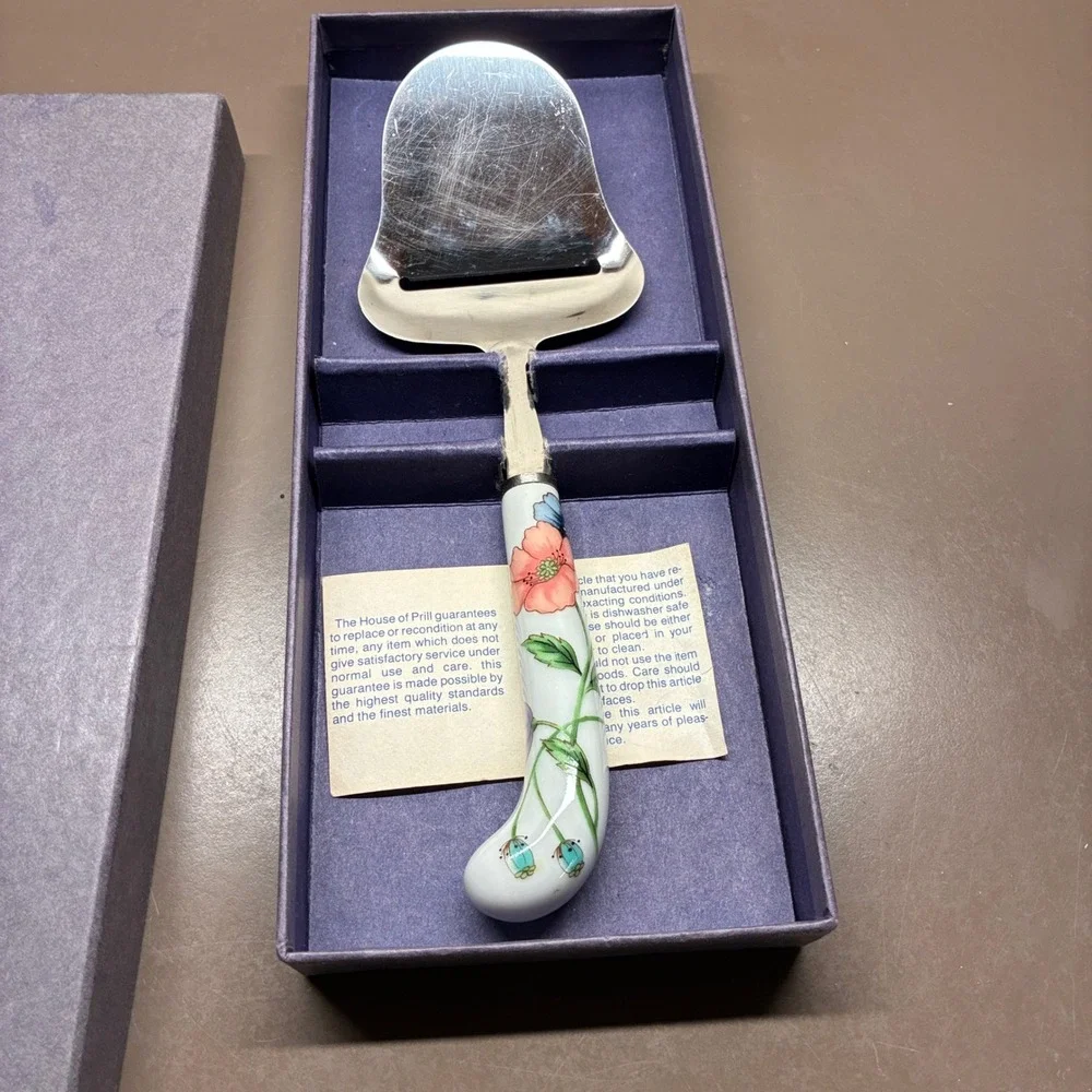 Vintage Cheese Slicer House of Prill Poppy floral pattern Porcelain‎ England